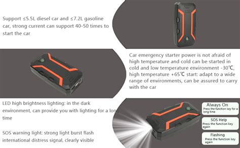 Auslese® Jump Starter Portable for 8.0L Gas/5.0L Diesel 12V/3000A Peak ...