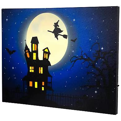 Northlight Fiber Optic and LED Lighted Witch in the Moon Halloween ...