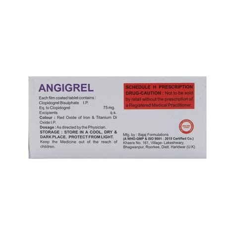 ANGIGREL 75MG TABLETS 10'S Price, Uses, Side Effects, Composition ...