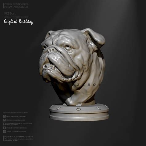 ガレージキット ヘッドモデル 1/12 YUFAN ZBBOY TD-2973 ブルドッグ 犬 ガレキ レジン フィギュア 胸像 未塗装 ...