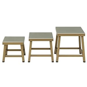 Little Swag Stainless Steel Square Shape Stool Set of 3 Sitting Tables ...