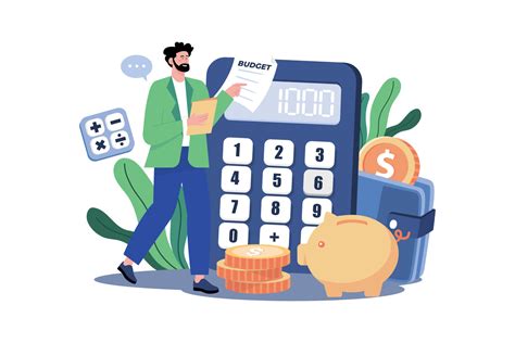 Man Calculating Project Budget Illustration concept on white background ...