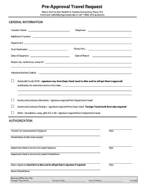 Pre-Approval Travel Request Form - Oregon State University ...