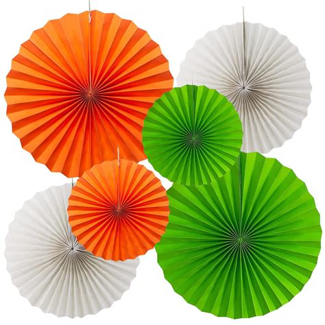 Rozi Decoration Tri Color Paper Fan for Happy Republic Day Decorations ...