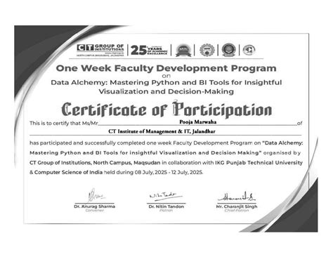 FDP Certificate: Data Alchemy & Python Mastery at CT Group - Studocu