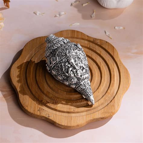 Svastika Premium Ganesh Shankh Showpiece for Decor | Silver Plated ...
