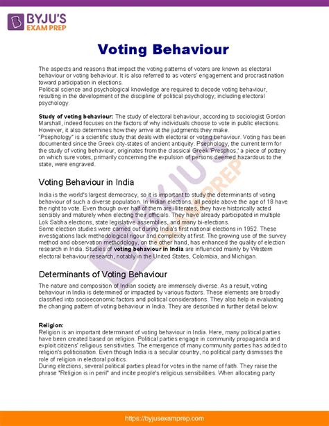 Voting behaviour - It is also referred to as voters’ engagement and ...
