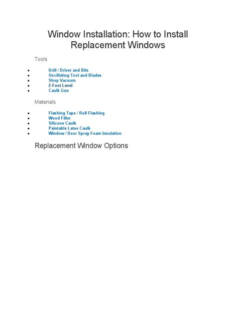 Image result for Replacement Window Installation Instructions