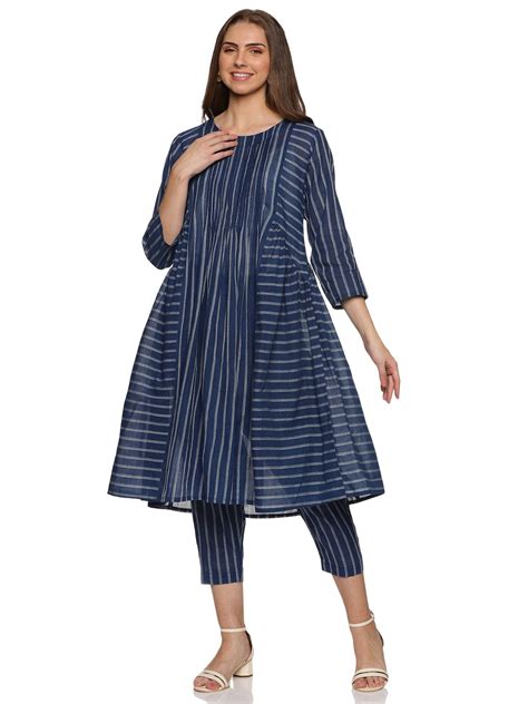 Navy blue relaxed-fit Handloom co-ord – Hanging Threads