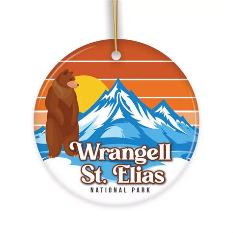 Wrangell St. Elias National Park Retro Style Ornament, Alaska USA ...