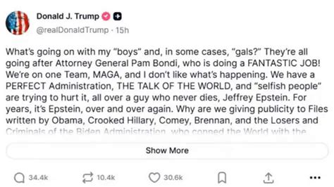 Trump ‘ratioed’ on Truth Social after Epstein files backlash