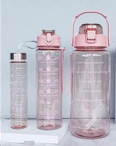 ECOBSY Set of 3 Transparent Water Bottle Motivational Time Marker ...