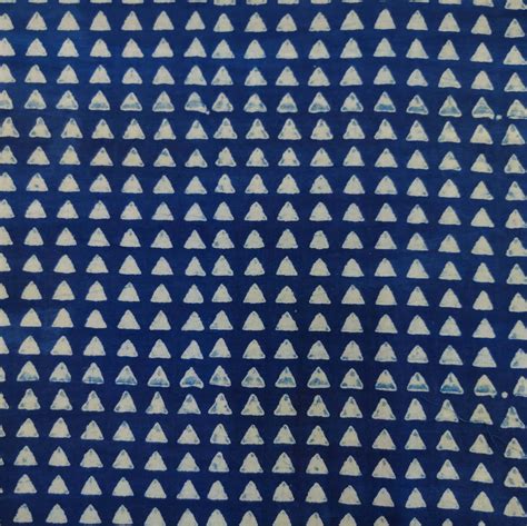 Pre-cut(2.40 meter)Pure Cotton Akola Indigo With Tiny Triangles Hand B ...