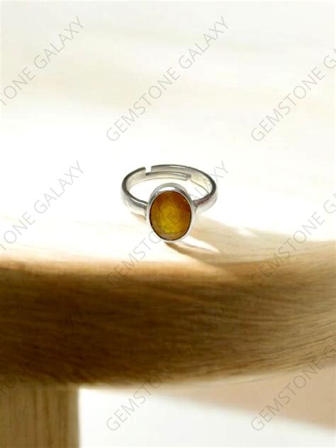 Yellow Sapphire (Pukhraj) Silver Adjustable Ring – Gemstone Galaxy