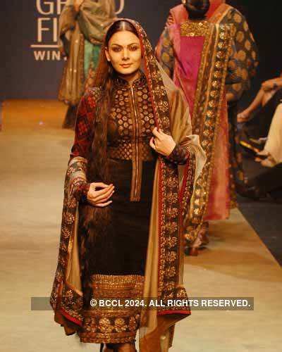 Anchal Kumar displays an outfit by designer Sabyasachi Mukherjee at the ...