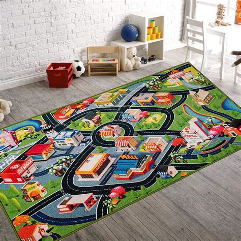 Amazon.com: Booooom Jackson Kids Car Rug Play Mat for Toy Cars,39X79 ...