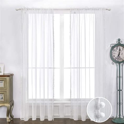 White Color Pompom Lace White Sheer Curtain – KACHCHA AAM