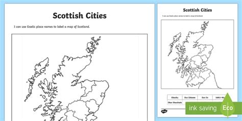 Scottish Cities Location Gaelic Worksheet / Worksheet