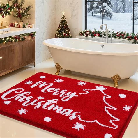 Amazon.com: Christmas Bathroom Mat 36"x24", Extra Soft Absorbent ...