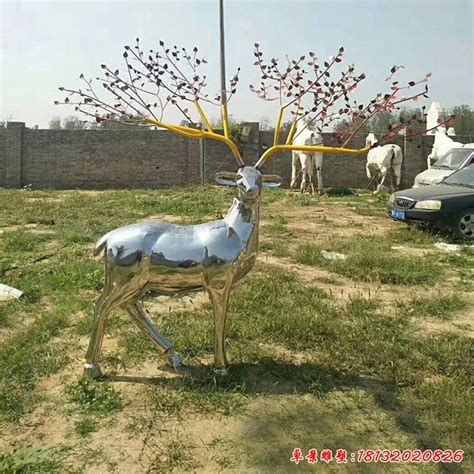 不锈钢镜面小鹿雕塑户外金属几何抽象母子鹿装饰广场公园景观摆件-阿里巴巴