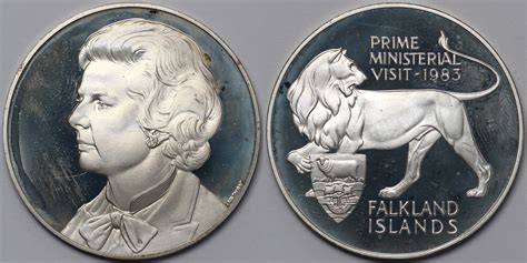 Falkland Islands 1983 Prime Ministerial Visit Silver Proof Medallion ...