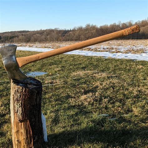 Made a hickory axe handle to hang a double bit axe head that I restored : r/woodworking