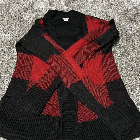 Mossimo Red and Black Cardigan Size L - Depop