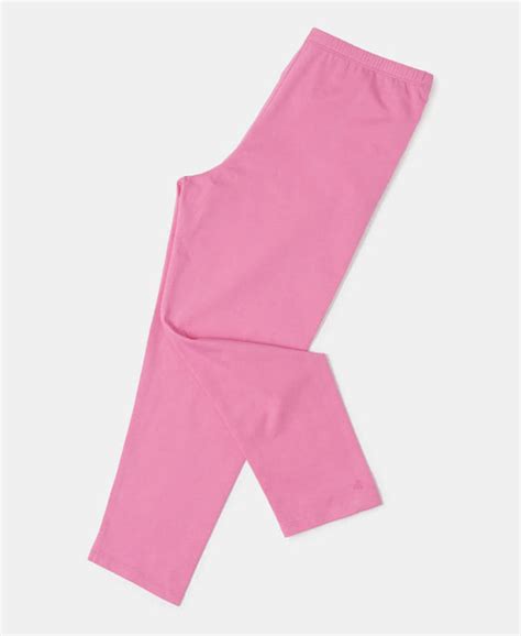 Buy Girl's Super Combed Cotton Elastane Three Quarter Leggings - Pink ...