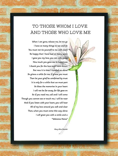 To Those Whom I Love & Love Me Funeral Poem Memorial Gift - Etsy UK