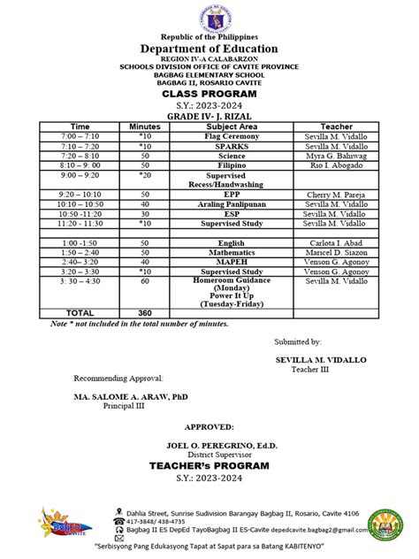 Image result for Grade 4 Class Program