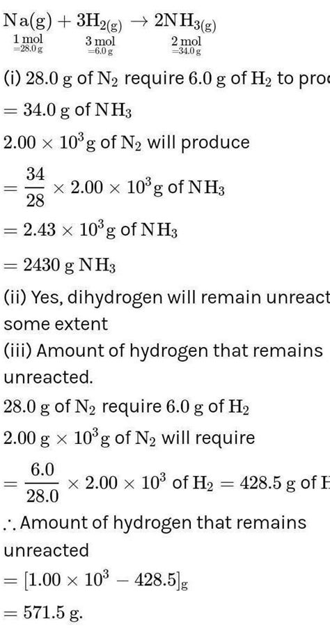 5 mole of dihydrogen react with 5 moles of dinitrogen calculate mole of ...