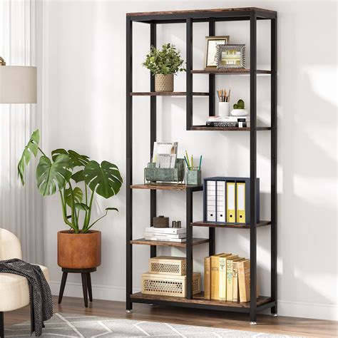 Buy Tribesigns 6-Tier Tall Bookshelf Bookcase, Industrial 8-Shelf Open ...
