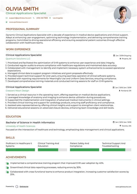 10+ Clinical Applications Specialist Resume Samples & Templates for 2025