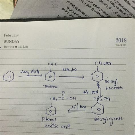 Benzene to 2-phenyl acetic acid - Brainly.in