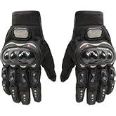 AutokraftZ Black Probiker Protective Full Finger Gloves Anti-Skid ...