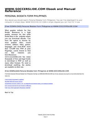 Fillable Online Free DOWNLOAD Personal Biodata Form Philippines at WWW ...