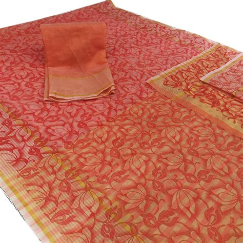 Marvellous Peach Colored Casual Wear Floral Printed Net Saree