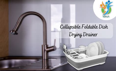 VDHJA Silicone Collapsible Foldable Dish Drying Drainer Storage Kitchen ...