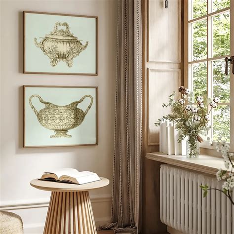 Framed Wall Art Painting Set of 2 on Canvas, Titled: Celadon Porcelain ...