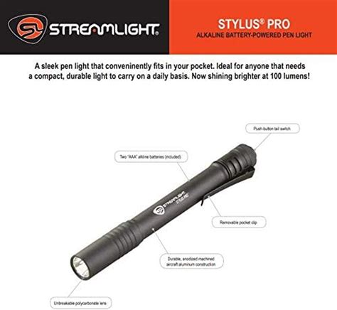 Streamlight Stylus Pro Black LED Penlight (66118) | JB Tools