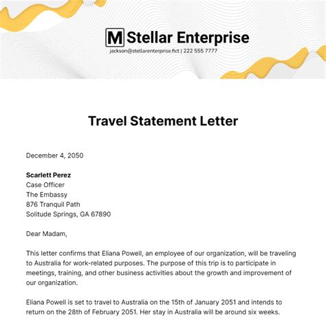 Travel Letter Template - prntbl.concejomunicipaldechinu.gov.co
