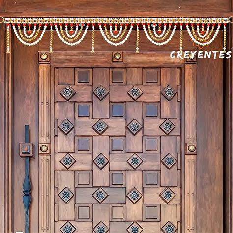 CREYENTES Handmade Toran Door, White & Red Pearl Zula Crystal Toran ...