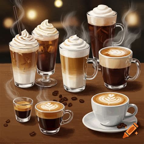 Different types of coffees and coffee cafes on Craiyon