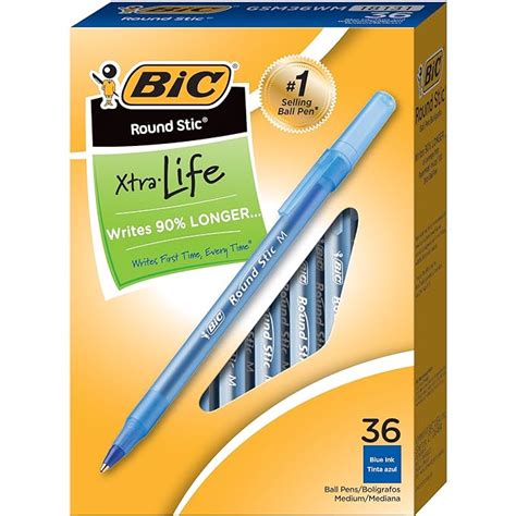 BIC Round Stic Ball Pen - Pack of 36, Blue : Amazon.in: Office Products