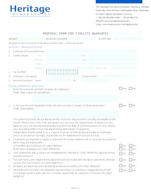 Fillable Online PROPOSAL FORM FOR FIDELITY GUARANTEE Fax Email Print ...