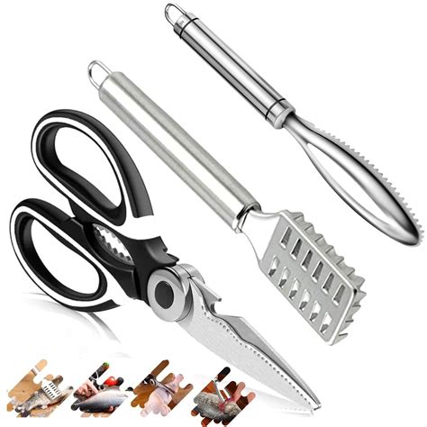 Buy Fish Scale Remover | Easy Fish Cleaning Tools - 2 Steel Scrapers ...