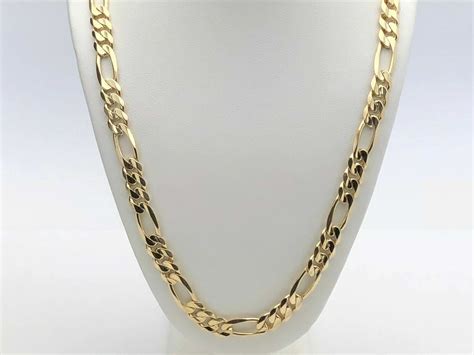 Men's 14k Yellow Gold Solid Figaro Necklace Link Chain 20" 7.75mm 52 ...