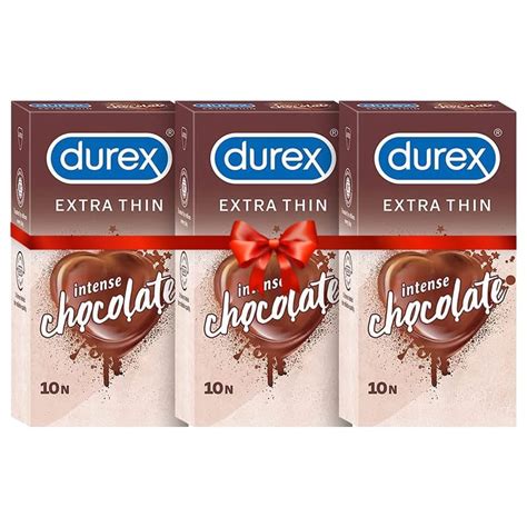 Durex Extra Thin Intense Chocolate Flavoured Condoms For Men -10s (Pack ...