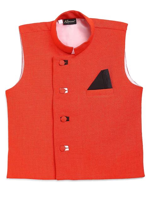 AJ DEZINES Kids Nehru Jacket Waist Coat For Boys (203-ORANGE-4 ...