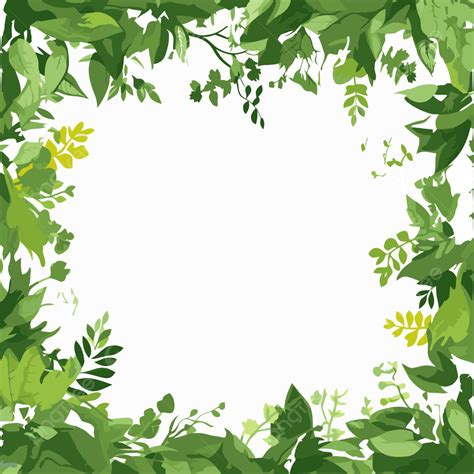 Greenery Border Clipart Cartoon Green Leaves Frame Vector, Border ...